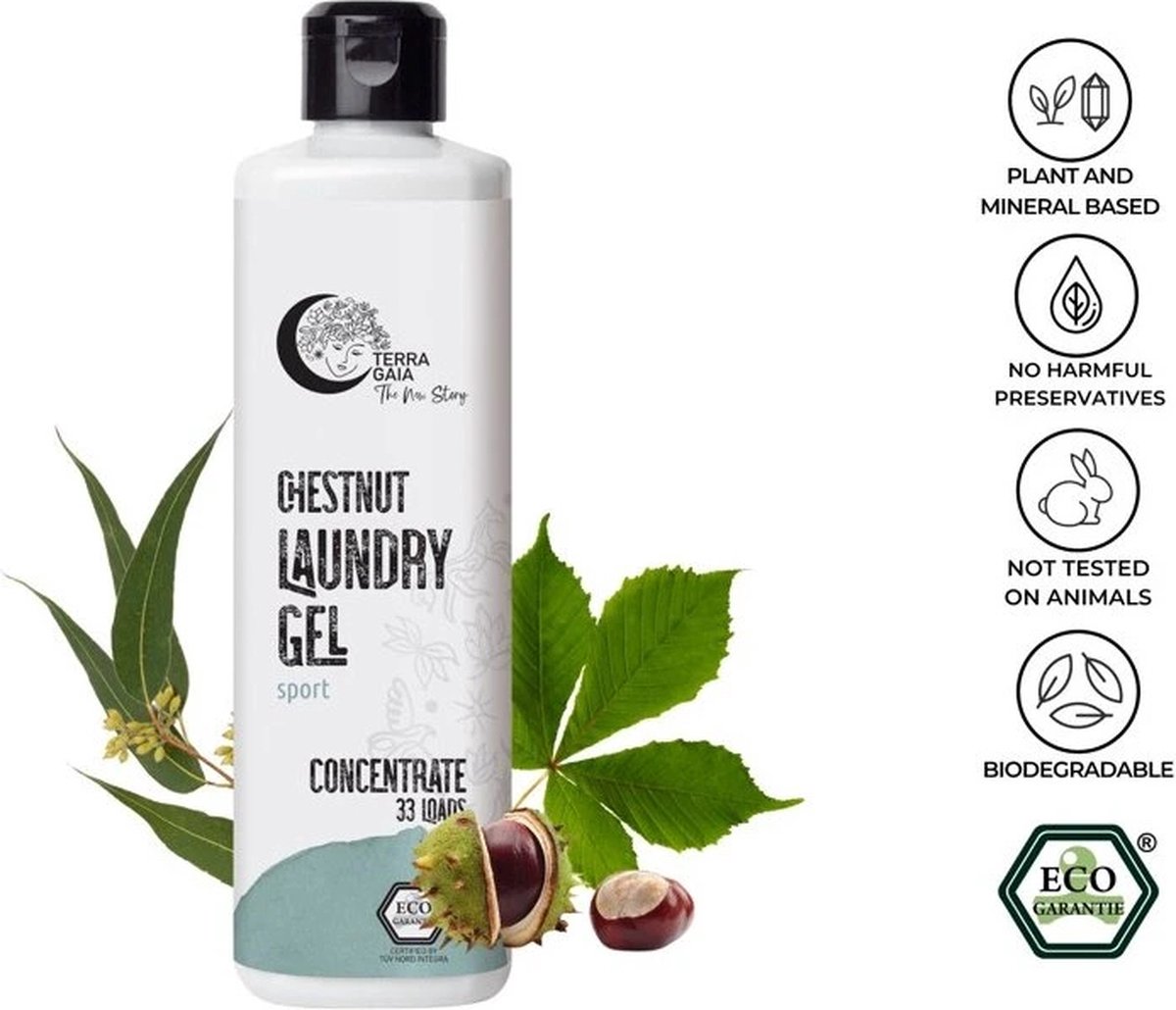 Goedkoopste Terra Gaia - ecologisch wasmiddel voor sportkleding - kastanje wasmiddel - effictief tegen geurtjes - geconcentreerde formule - 33 wasbeurten