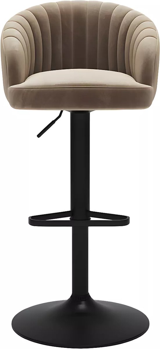 Vente-unique Set van 2 barkrukken - Stof en metaal - Beige - DORALIZ