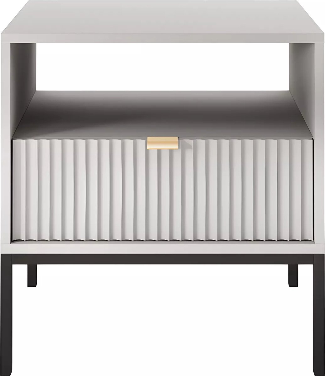 Vente-unique Nachtkastje - 1 lade en 1 nis - Grijs - LIOUBA Lichtgrijs