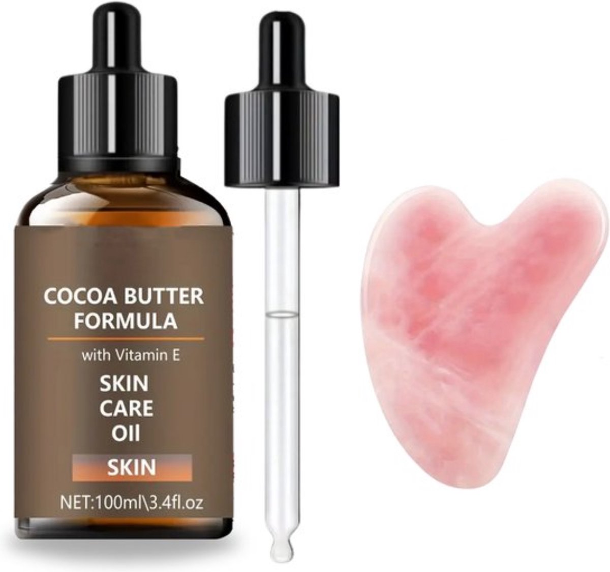 Goedkoopste Cocoa Butter Olie 100 ML - 100 Puur & Natuurlijk - Incl. Gua Sha Ebook