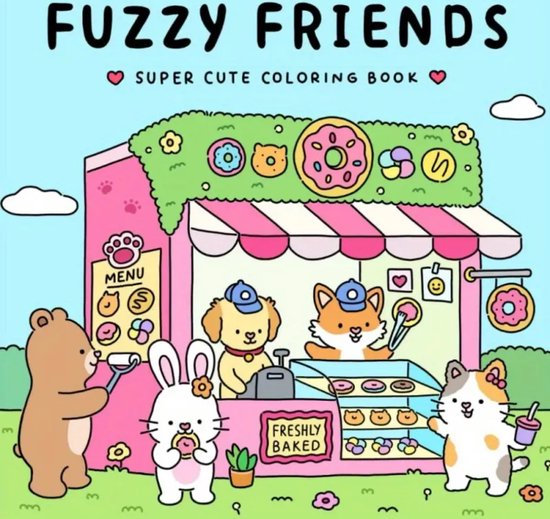 Fuzzy Friends: Super Cute Coloring Book for Adults and Teens Featuring Adorable Animals Characters