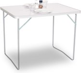 Brixy Campingtafel - Inklapbaar - Tuintafel - 80x60x70 cm - Buiten/Binnen - Draaghandvat - Compact - Aluminium - Wit