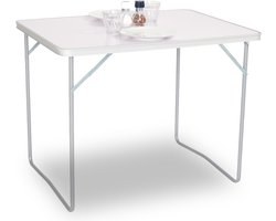Brixy Campingtafel - Inklapbaar - Tuintafel - 80x60x70 cm - Buiten/Binnen - Draaghandvat - Compact - Aluminium - Wit