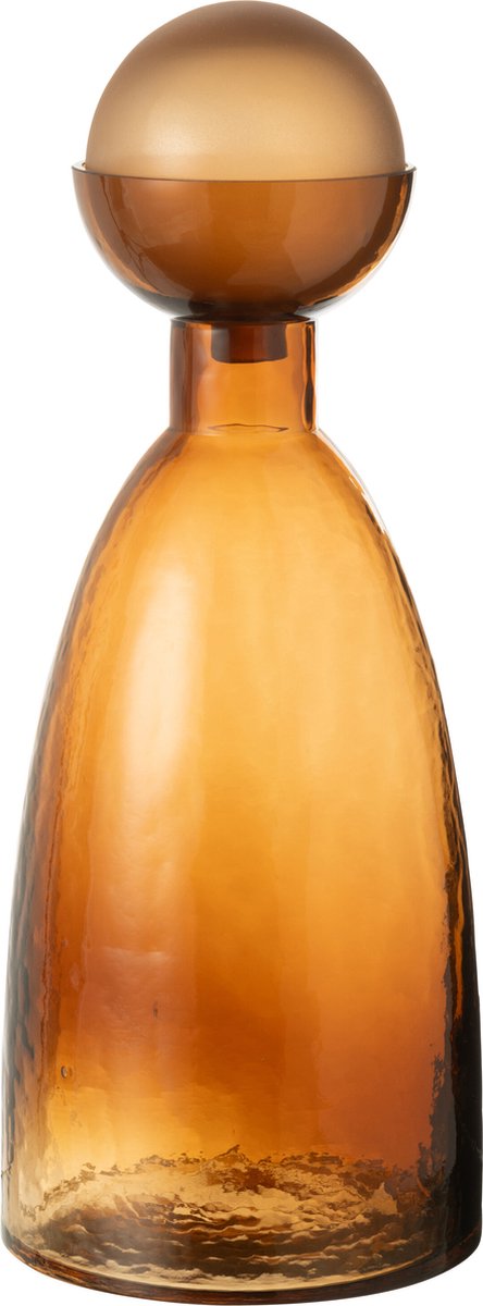 J-Line vaas Fles + Dop Yoko - glas - bruin - large - 43 cm hoog