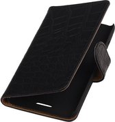 Zwart Croco Hoesje voor HTC Desire 516 Book/Wallet Case/Cover