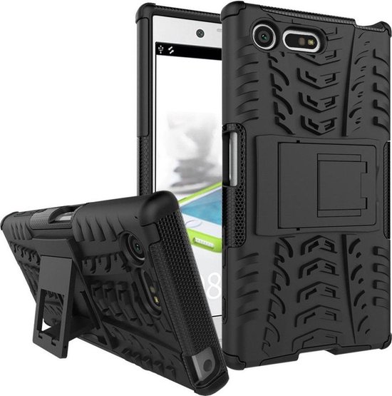 Knaldeals.com - Sony Xperia X Compact hoesje - Rugged Hybrid Case - zwart |  bol.com