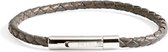 PRINS. Armband PB0022-DGR-19.5 - Heren - Antraciet Grijs Gevlochten Leer (4mm), RVS Slot - 19,5 cm
