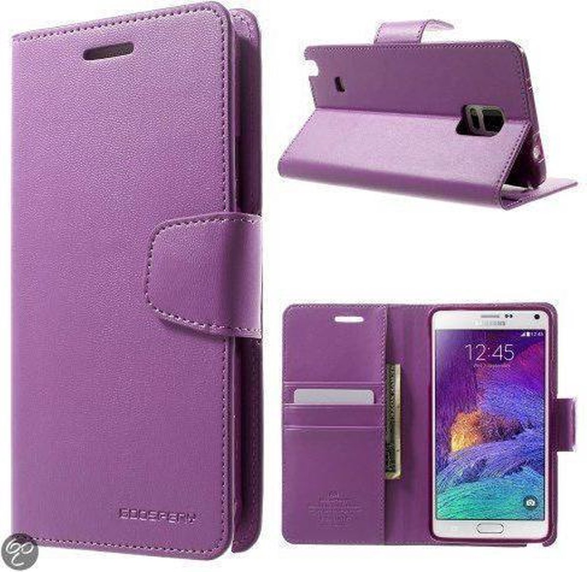 Goospery Sonata Leather case hoesje Samsung Galaxy Note 4 paars