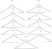 10 (+ 1 GRATIS) witte houten kledinghangers van 44 cm breed met broeklat