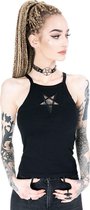 Restyle Mouwloze top -XL- Pentagram mesh Zwart