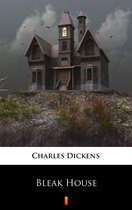Een spookhuis op een heuvel onder een dramatische, grijze hemel met vliegende vogels. Titel: Bleak House.