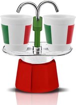Bialetti Mini Express Tricolore met 2 kopjes - 2-kops