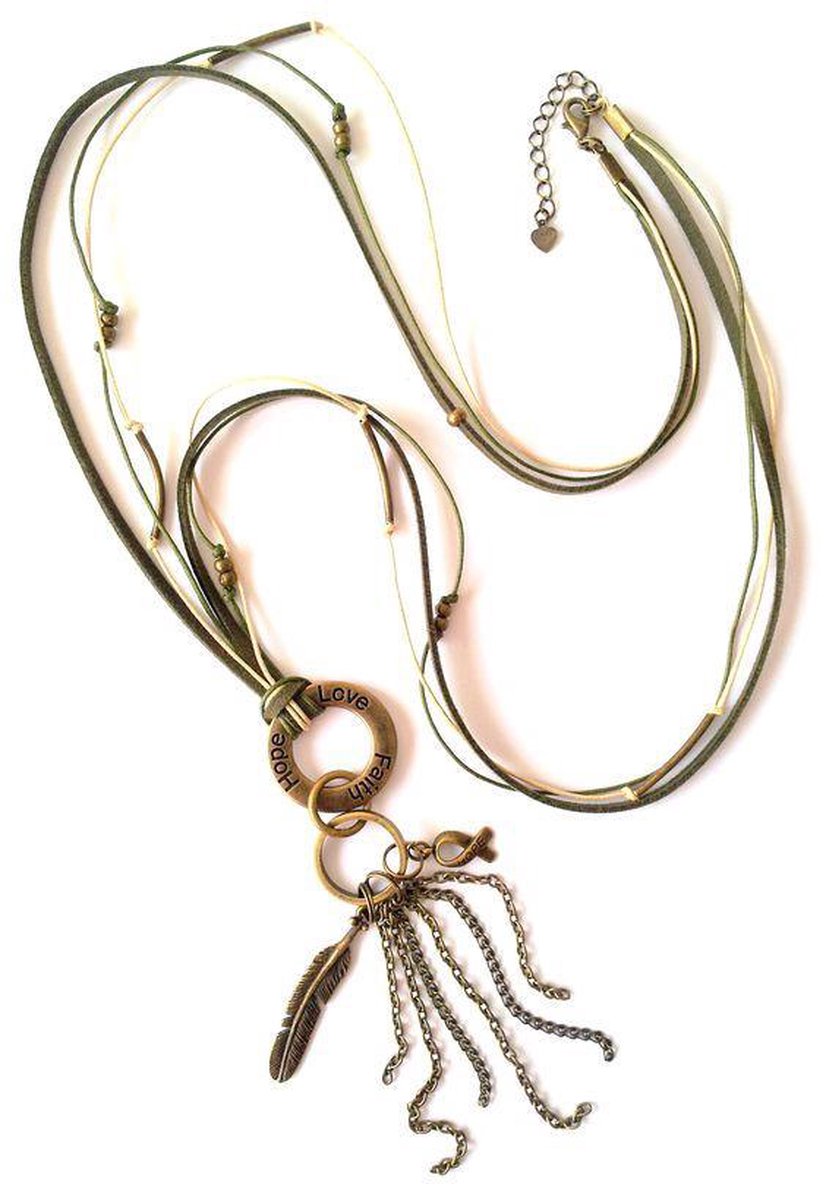 Jewellicious Designs Bronze & Beige Boho ketting voor Pink Ribbon