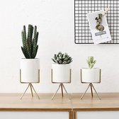 3 Stuks Luxe Plantenpotjes + Standaard Goud - Vaas - Home Decor - Decoratie