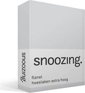 Snoozing - Flanel - Hoeslaken - Extra Hoog - Lits-jumeaux - 180x210/220 cm - Grijs