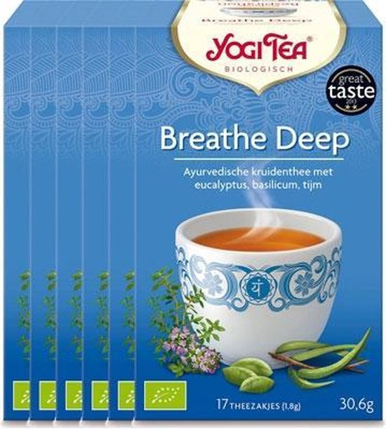 Yogi Tea Breathe Deep Voordeelverpakking 6 pakjes van 17 theezakjes