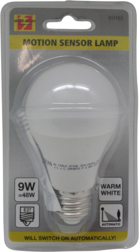 Het koud krijgen stereo worstelen Benson LED E27 Lamp met Bewegings PIR Sensor 9W - 2700K | bol.com