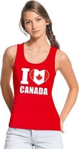 Rood I love Canada fan singlet shirt/ tanktop dames S