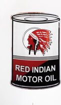 Signs-USA Red Indian - gasoline & motor oil - barrel olievat - retro wandbord - 56 x 37 cm