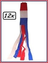 12x Windsock rood/wit/blauw 120cm