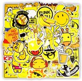 50 gele stickers voor laptop, wc, skateboard, muur, auto, fiets etc. - Coole Sticker mix geel