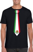 Zwart t-shirt met Mexicaanse vlag stropdas heren - Mexico supporter S