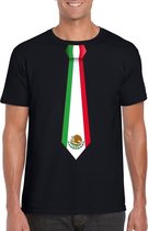 Zwart t-shirt met Mexico vlag stropdas heren S