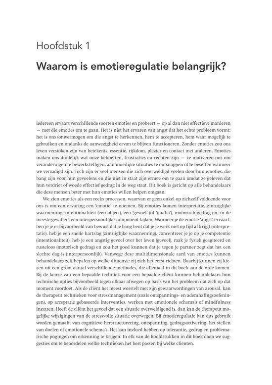 Pagina met titel 'Hoofdstuk 1' en tekst over waarom emotieregulatie belangrijk is.