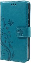 Bloemen Book Case - Samsung Galaxy A5 (2017) Hoesje - Blauw