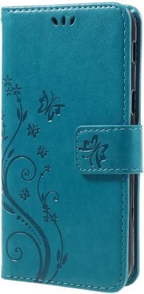 Bloemen & Vlinders Book Case - Geschikt voor Samsung Galaxy A5 (2017) Hoesje - Blauw