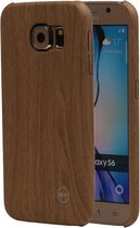 Licht Bruin Hout QY TPU Cover Case voor Samsung Galaxy S6 Hoesje