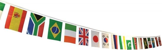 vlaggenlijn 7 meter - Wereld vlag - Wereldvlag - Landen vlaggetjes | bol.com