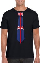Zwart t-shirt met Engeland vlag stropdas heren XL