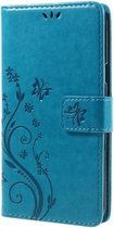 Book Case Hoesje Bloemen Samsung Galaxy J7 (2016) - Blauw