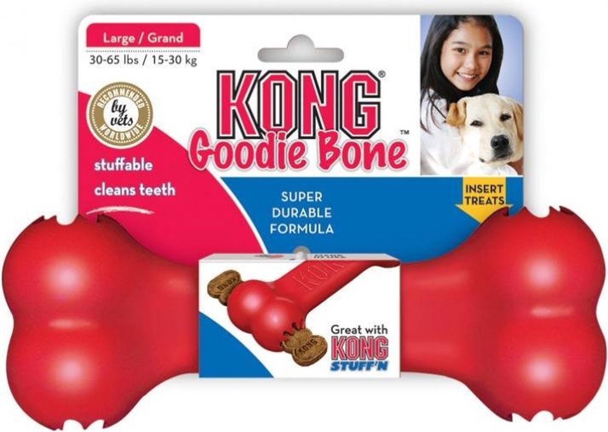 Kong Goodie Bone Medium 1 St - Kauwspeelgoed - 178 mm x 153 mm x 51 mm - Rood