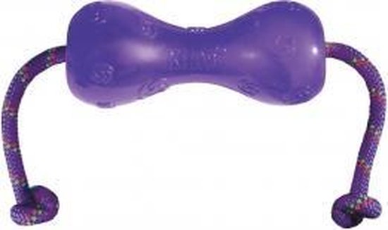 Kong Squeezz Dumbbell + Touw L Gemengde Kleuren – Touw – 254 mm x 191 mm x 115 mm – Multi