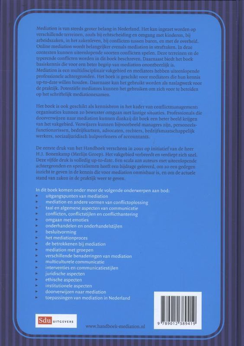 Handboek mediation - back cover
