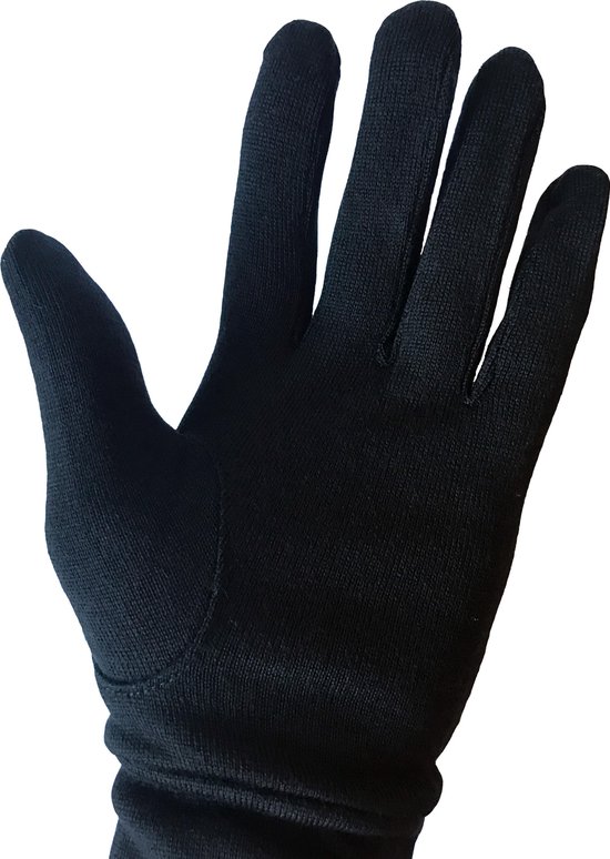 Dunne Merino wollen handschoenen - kleur zwart - maat L voor dames/vrouwen  - heerlijk... | bol