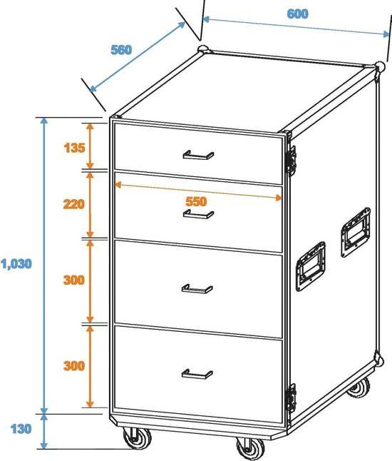 Roadinger flightcase met lades op wielen ODS1
