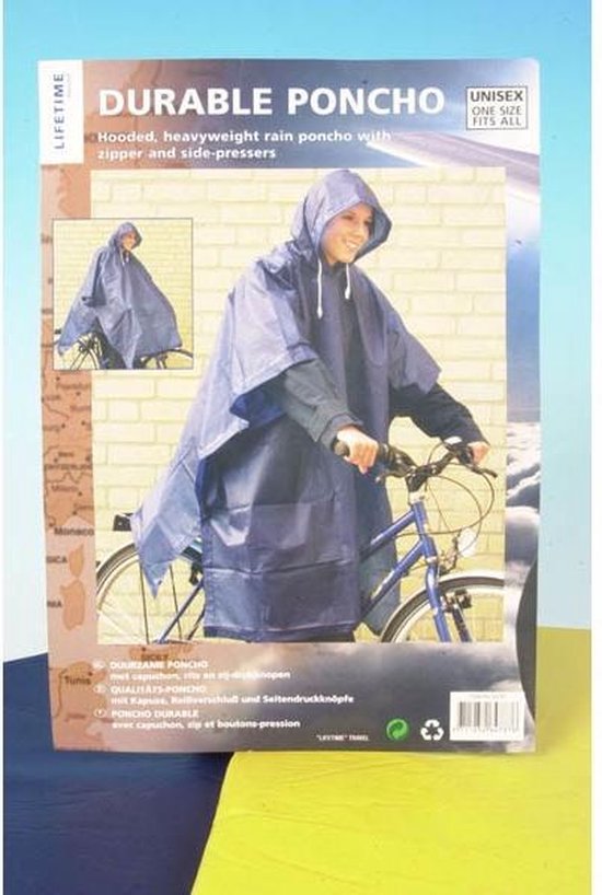 Lifetime Poncho met capuchon donkerblauw