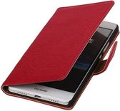 Washed Leer Bookstyle Wallet Case Hoesje - Geschikt voor Huawei Ascend G630 Roze