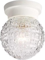OK - Plafondlamp - traditioneel ''bolletje'' geribbeld glas
