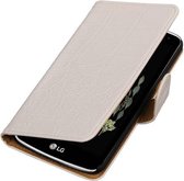 Croco Bookstyle Wallet Case Hoesjes Geschikt voor LG K5 Wit