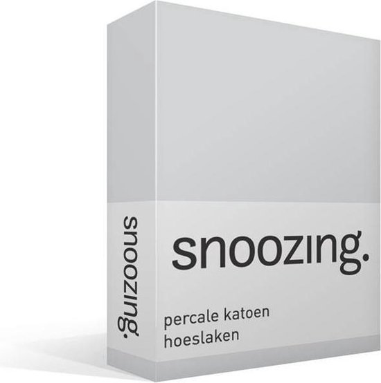 Snoozing - Hoeslaken  - Lits-jumeaux - 160x210 cm - Percale katoen - Grijs