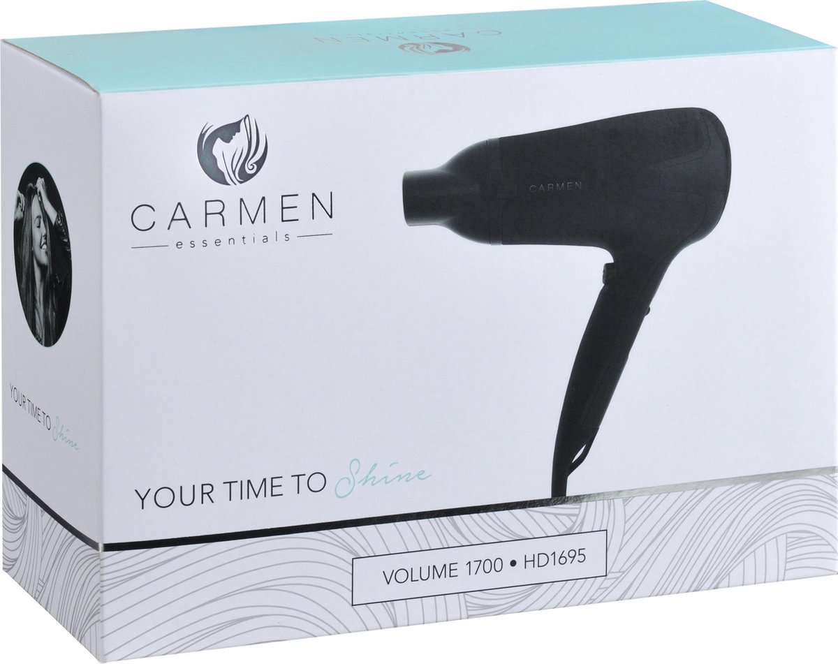 Carmen HD1695 - Föhn - 1700W - Diffuser - Coolshot functie - Zwart thumbnail 6