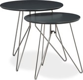 Relaxdays bijzettafel set van 2 - salontafel rond - koffietafel - 40 / 48 cm - tafeltjes
