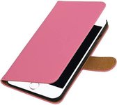 Effen Bookstyle Hoes Geschikt voor iPhone 7 Plus / 8 Plus Roze