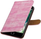 Mobieletelefoonhoesje.nl - iPhone 7 Plus Hoesje Hagedis Bookstyle Roze