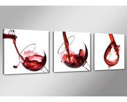 Wijnglazen - Canvas Schilderij Drieluik 150 x 50 cm Image