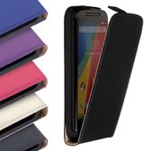Zwart Motorola Moto X 2014 Lederen Flip Case Cover Hoesje